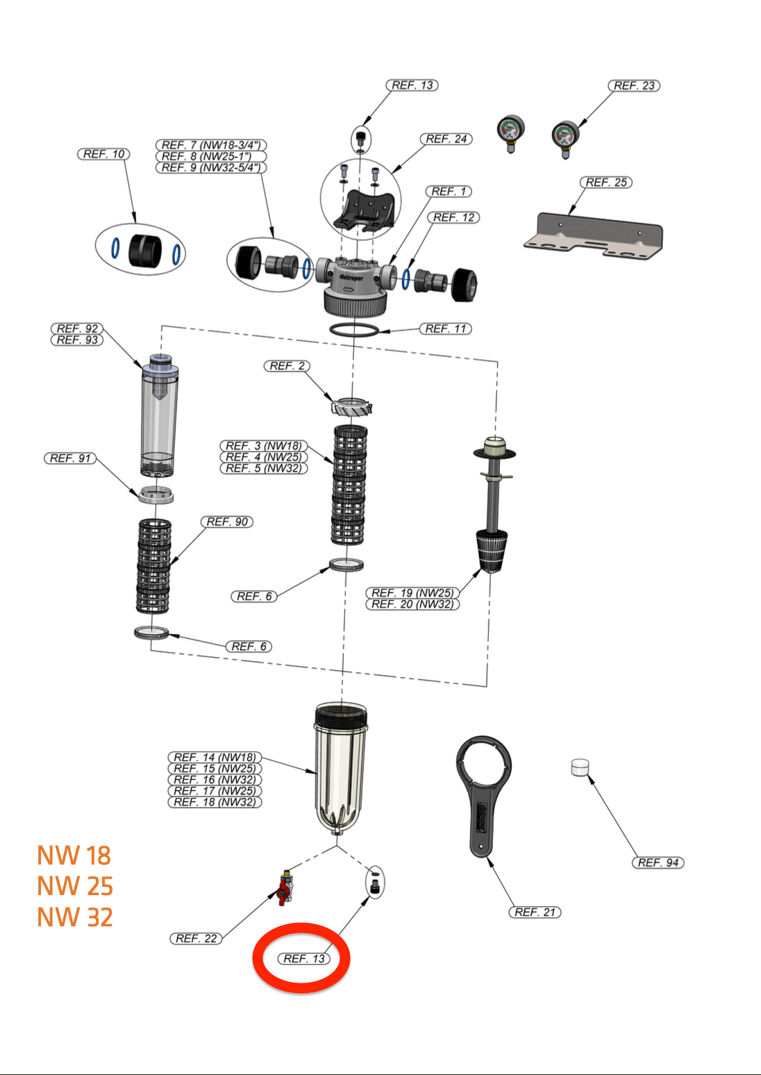 Avtappningsskruv till NW filter - Vattenfilterhuset