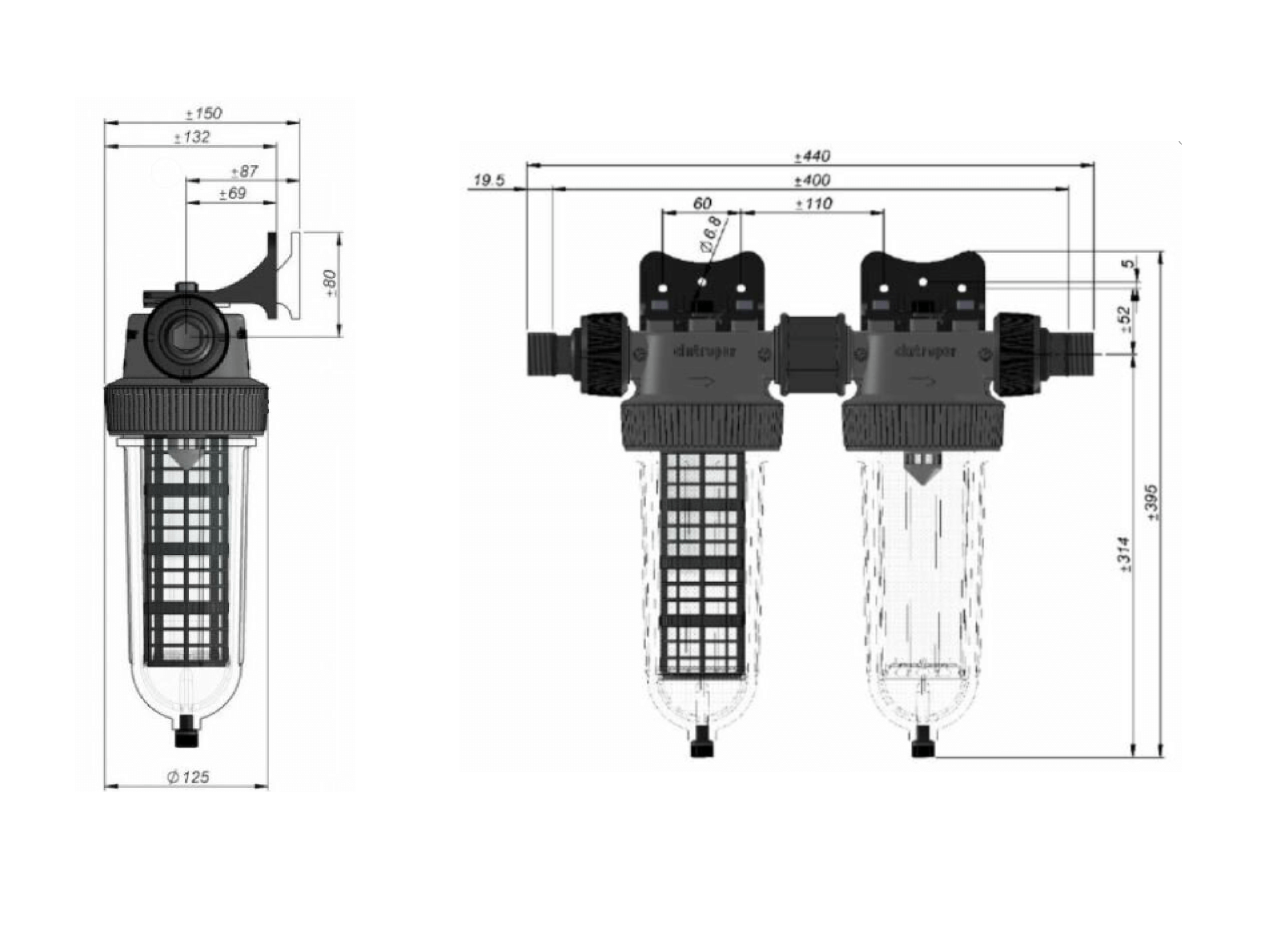 Vattenfilter egen brunn NW25 Duo – Partikel och Kolfilter Cintropur - Vattenfilterhuset