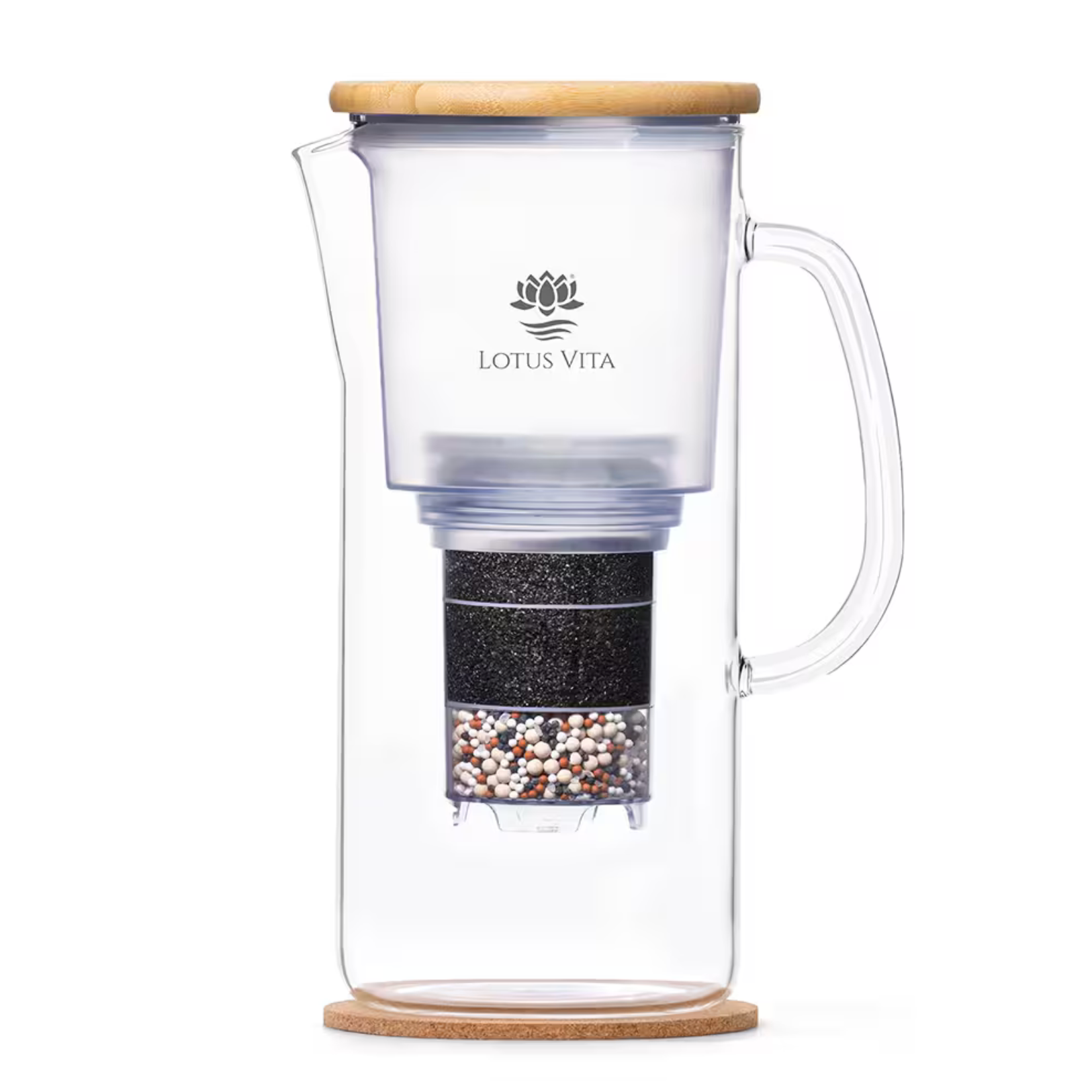 Vandfilterkande ENYA 1,4L – Glas & Bambusdesign