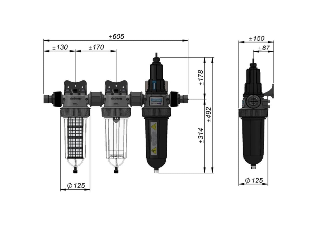 Vattenfilter egen brunn NW25 Trio Partikel, Kol & UV - filtrering Cintropur - Vattenfilterhuset