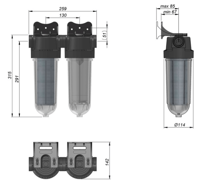 Vattenfilter egen brunn SL240 Duo - Partikel & Kol - filtrering Cintropur - Vattenfilterhuset